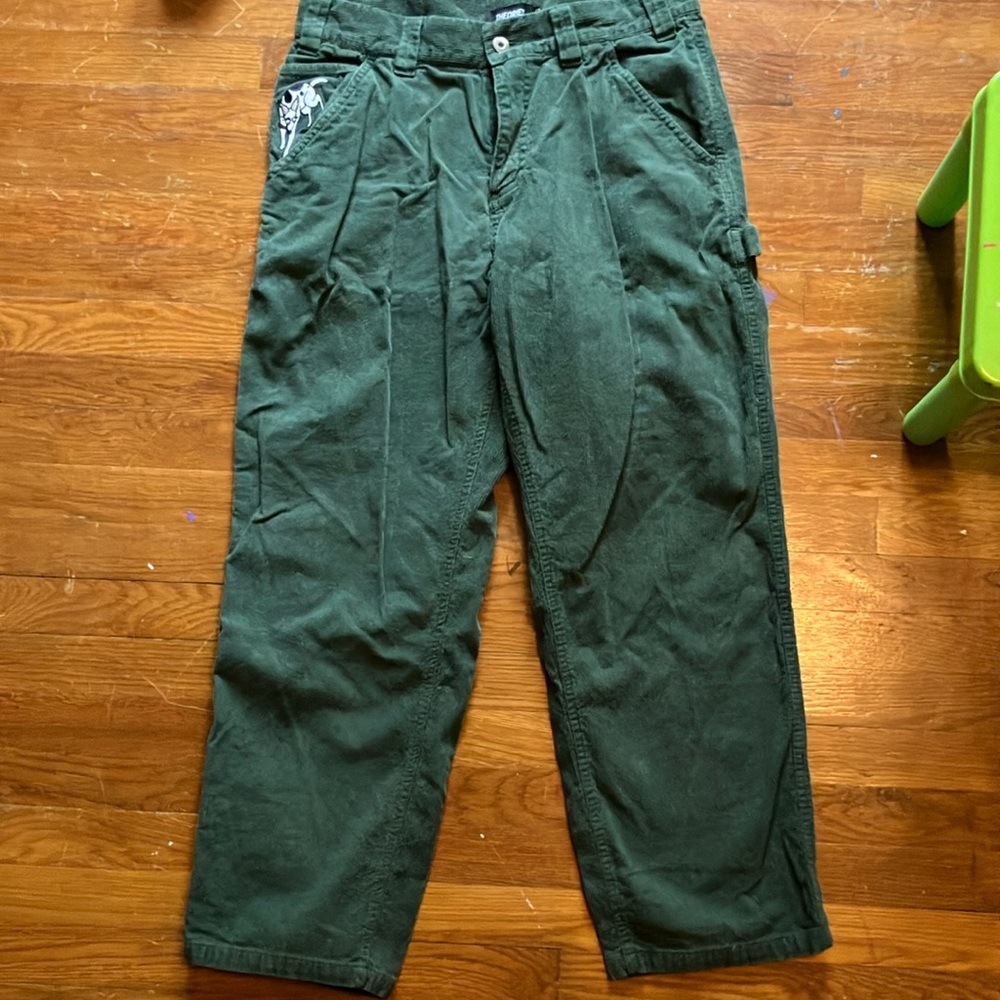 Green Corduroy Pants Relaxed Fit